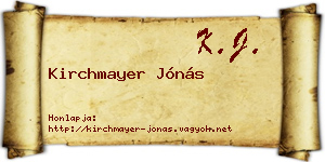Kirchmayer Jónás névjegykártya